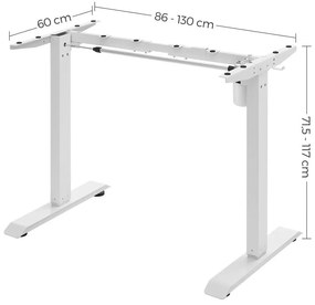 Állítható magasságú íróasztalkeret, asztalkeret, fehér