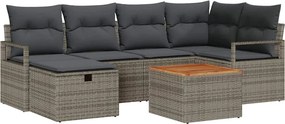 vidaXL Kerti Kanapé Szett párnával tárolóval 7 pcs Szürke Poli rattan