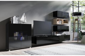 Nappali fal Calabria C28 BLACK (fekete + artisan tölgy) (világítás nélkül). 1051567