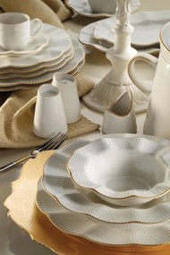26 részes porcelán étkészlet krém-arany
