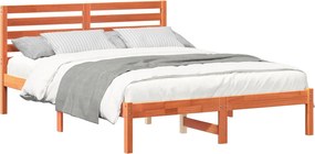vidaXL Ágykeret fejtámlával Faggyú barna 135 x 190 cm Tömör fenyőfa