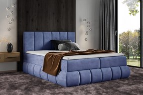 VENY divatos kárpitozott ágy 140x200 - kék + INGYENES topper