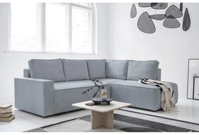 Világosszürke kordbársony kinyitható sarokkanapé (jobb oldali) Brave Dave – Miuform