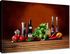 Vászonkép 70x50 Zöldségek Gyümölcsök Fűszerek