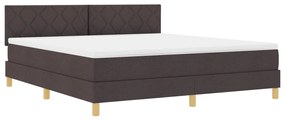 Box Spring Ágy Matrac és LED Sötétbarna 180x200 cm Szövet