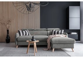 Világosszürke bársony kinyitható sarokkanapé (jobb oldali) Sweet Harmony – Miuform