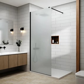 Walk-in || Black zuhanyfal, savmart, matt üveggel 110, 200cm, 8mm, NANO