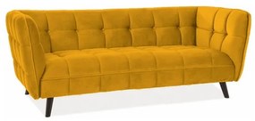 Castello Velvet kanapé, háromüléses, sárga/fekete