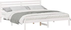 vidaXL Ágykeret fejtámlával Fehér 200 x 200 cm Tömör fenyőfa