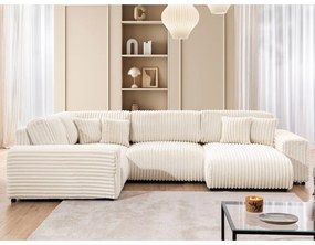 Krémszínű kordbársony sarokkanapé (bal oldali-U alakú) Justin – Ropez