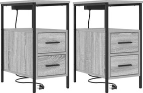 vidaXL Éjjeliszekrény 2 pcs Szürke Sonoma 30 x 48 x 61 cm Faanyag