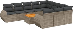 vidaXL 11 részes szürke polyrattan kerti ülőgarnitúra párnákkal