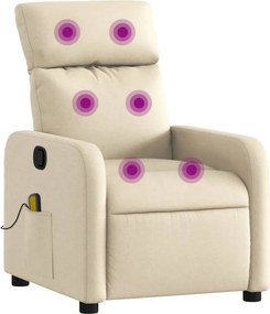 vidaXL krémszínű szövet dönthető masszázsfotel