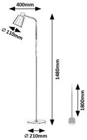 Rabalux 74003 - Állólámpa AZIM 1xE27/40W/230V