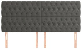 4 db sötétszürke bársony fejtámla 100x7x78/88 cm
