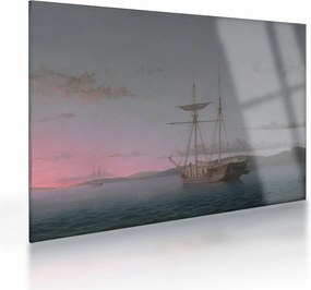 Üveg kép - Fitz Henry Lane, Lumber Schooners at Evening on Penobscot Bay, reprodukciók (70x50 cm)