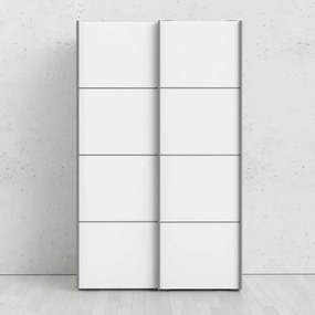 Verona fehér ruhásszekrény tolóajtókkal, 122 x 202 cm - Tvilum