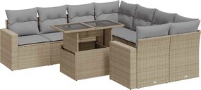 vidaXL 9 részes bézs polyrattan kerti ülőgarnitúra párnákkal