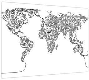 Kép - Térkép vonalakban (üvegen) (70x50 cm)