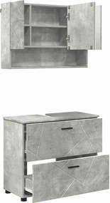 vidaXL Fürdőszoba bútor szett 2 pcs Beton Szürke Mérnöki fa és fém