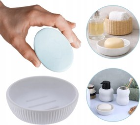 Fürdőszobai Szappantartó, Kerek, Kőhatású, Fehér, Tartós