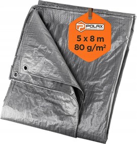 Ponyva Ezüst-Fekete 5x8m 80g/m2 Megerősített vízálló Polax szemek