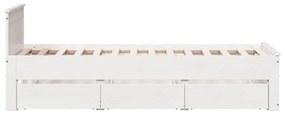fehér tömör fenyőfa fejtámlás ágykeret matrac nélkül 75x190 cm