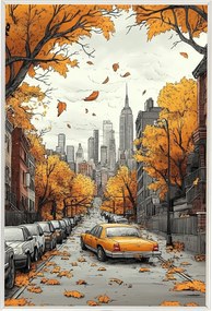 Poszter Alumínium Keret New York Város Usa Manhattan Utca Ősz 40x60