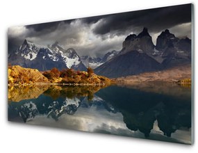 Modern üvegkép Mountain Lake Landscape 120x60cm 2 fogas