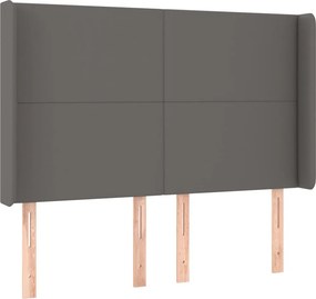 vidaXL szürke műbőr fejtámla szárnyakkal 147x16x118/128 cm