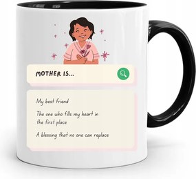 Fekete Bögre Ajándék Anyukáknak Mother Is... fényképes nyomattal