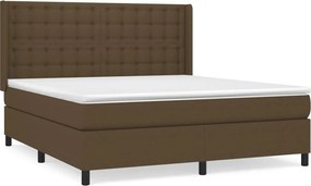 vidaXL sötétbarna szövet rugós ágy matraccal 160 x 200 cm