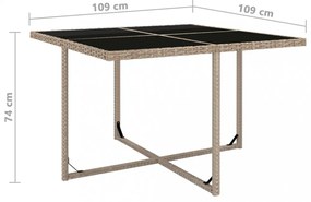 5 részes bézs polyrattan kültéri étkezőszett párnákkal
