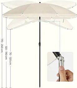200 cm-es napernyő, UPF 50+ védelem, dönthető, talp nélkül, bézs