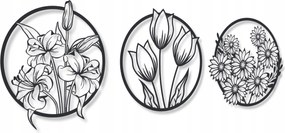 Kép Áttört Virágok Fali Dekoráció Panelek 3D Triptichon Nappali Triptichon