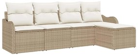 vidaXL Kerti Kanapé Szett párnával tárolóval 5 pcs Bézs Poli rattan