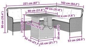 2 részes szürke polyrattan kerti kanapészett párnákkal
