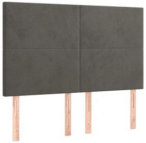 sötétszürke bársony fejtámla 144x5x118/128 cm