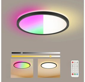 Brilagi - LED RGB dimmelhető ultravékony lámpatest LED/18W/230V átm. 30 cm fekete + távirányító