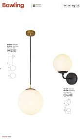 Redo 01-3148 - Fali lámpa BOWLING 1xE27/42W/230V fekete