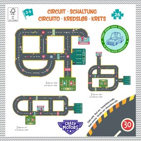 CRAZY MOTORS autópálya - Városi kőrút - City circuit - Giant puzzle - 26 pcs