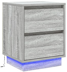 Éjjeli Szekrények LED Világítással 2 db Szürke Sonoma 39x34.5x50 cm