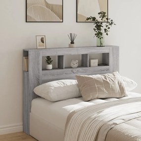 szürke sonoma szerelt fa LED-es fejtámla 140x18,5x103,5 cm