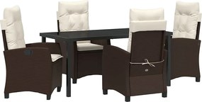 vidaXL Kert étkező szett párnával 5 pcs Barna polirattan