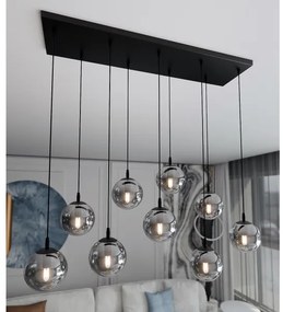 Csillár zsinóron COSMO 9xE14/10W/230V fekete/szürke