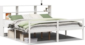 vidaXL fehér tömör fenyőfa könyvespolcos ágy matrac nélkül 180x200 cm
