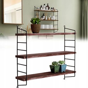 Fém Polc Fekete Falra Loft Nappali Akasztós 51.5x12x58.5 cm