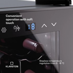 Klarstein Shiraz 8 Uno, függőleges borhűtő, 8 palack, 8 - 18 °C, érintős vezérlés