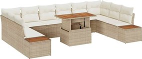 vidaXL Kert étkező szett párnával 11 pcs Beige és krém
