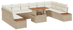 vidaXL Kert étkező szett párnával 11 pcs Beige és krém